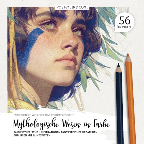 Entdecken Sie, wie Sie Kreative Porträts Zeichnen. Mythologische Wesen in Farbe: 56 Künstlerische Illustrationen fantastischer Kreaturen zum Üben mit Buntstiften (Male wie ein Pro)