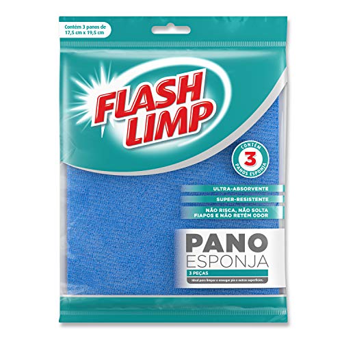 Flash Limp Pano Esponja 3 Peças Limpa Como Um Pano Absorve Como Esponja Flp6149