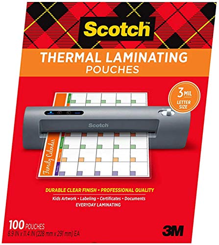 Scotch Thermal Laminating Pouches, 100-Pack, 8.9 x 11.4 Inches, Letter Size Sheets - 3 Pack