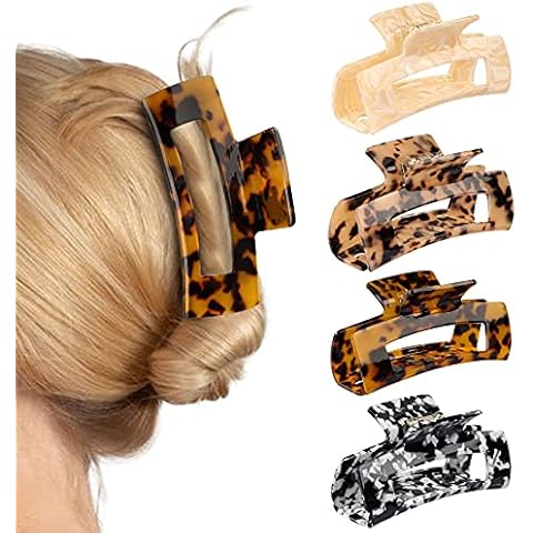 HAYHOI 4PCS HaarKrallen Clips, Acryl Haar Bananen Barrettes Cover