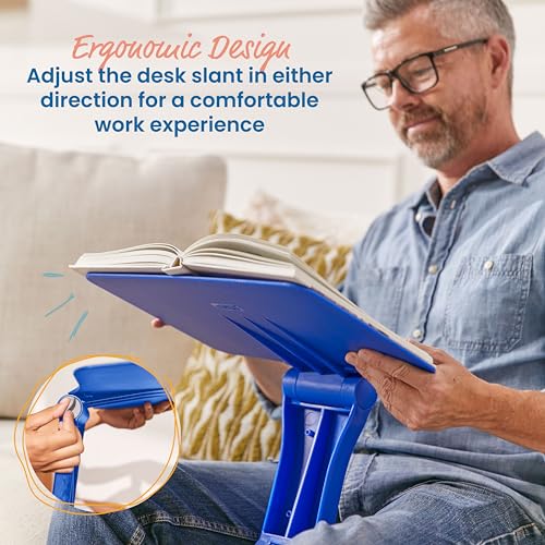 Image of ECR4Kids The Surf Folding Portable Activity Lap Desk, Adjustable, Flexible Seating, Blue