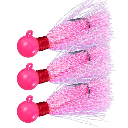 Dr.Fish 10 Pack Round Ball Jigs Saltwater Pompano Surf Fishing Jig Heads Swimbait Walleye Striper Flounder Mackerel Pink 1/4oz