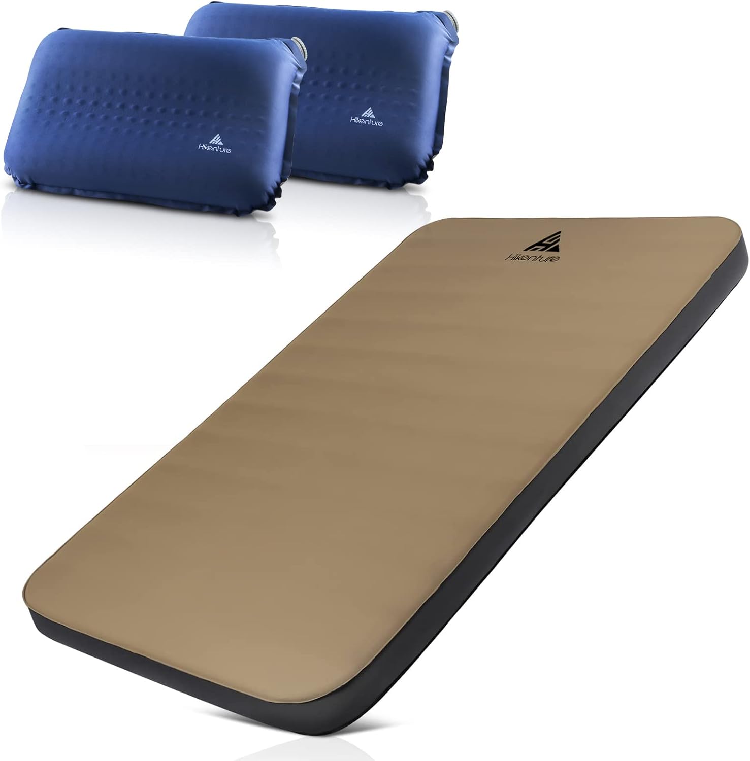 Hikenture Self Inflating Double Sleeping Pad and 2 Camping Pillow, Soft Foam 4 INCH