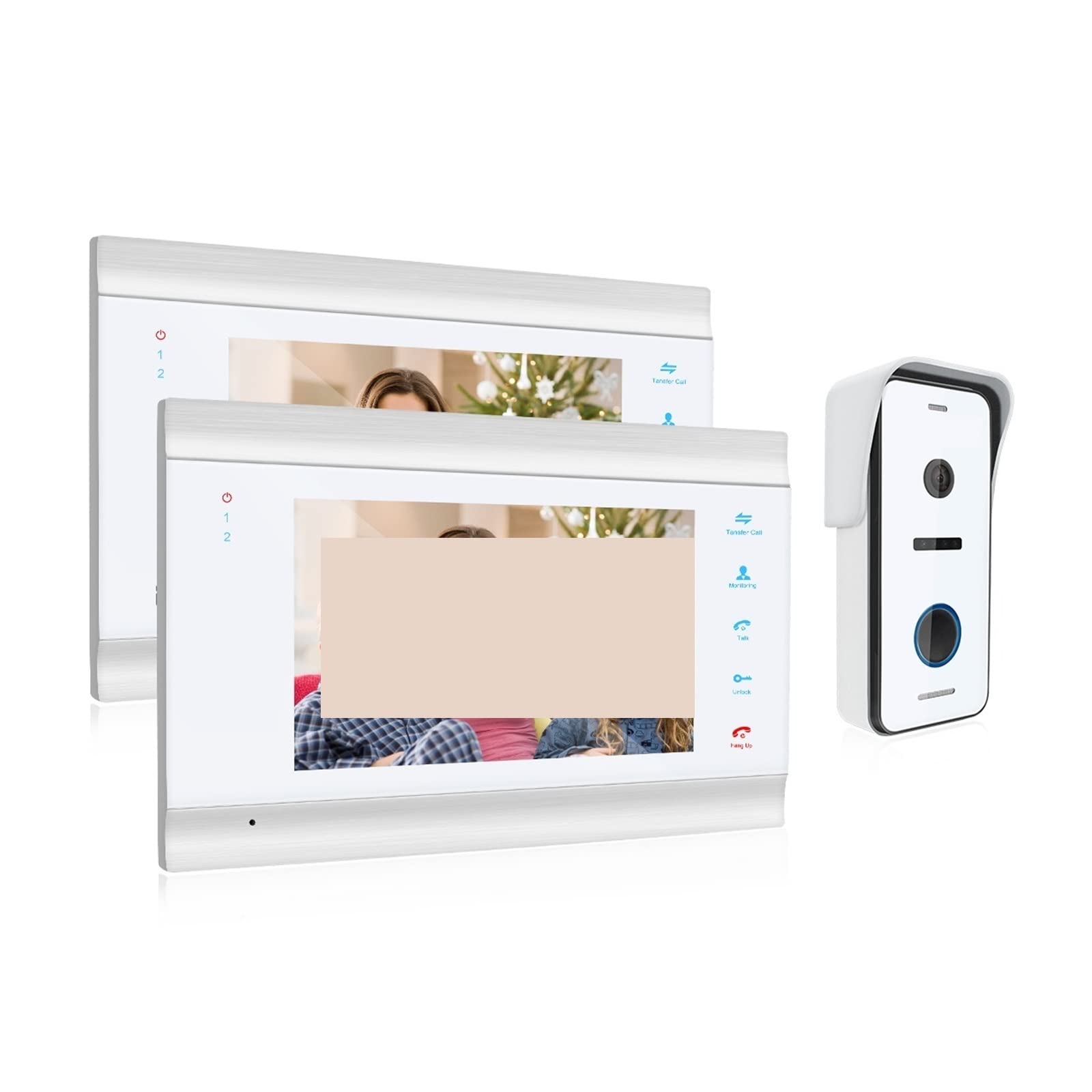 Videoportero con cámara de alta definición, Sistema de intercomunicación de videoportero HD1080P de 7 pulgadas con desbloqueo de soporte de cámara de timbre con cable de alta definición Audio claro, F