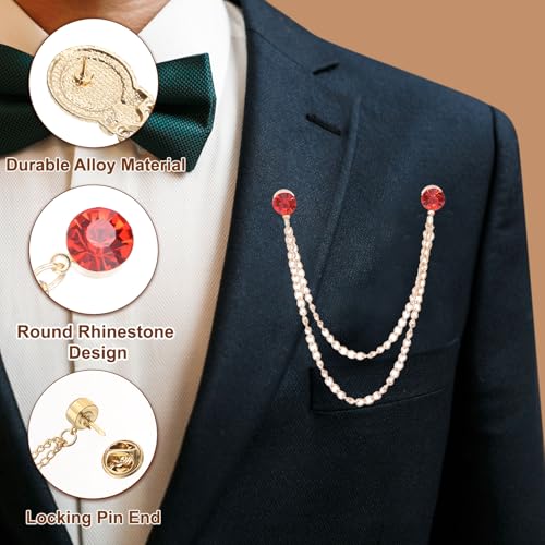 PATIKIL Rhinestone Chain Brooch Pins, 2 Stk Runde Kristall Quaste Kette Hängend Mode Kristall Revers Anstecknadeln Für Frauen Männer Kleider Blumenstrauß Mantel Hut Tasche, Weiß