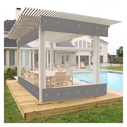 Cortina transparente de PVC resistente al agua con ojales para jardín, porche y garaje, lona duradera y resistente al viento (3 x 2,5 m)