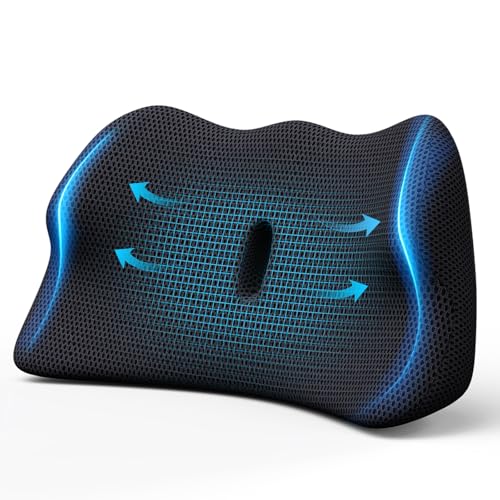 Benazcap Lumbar Support Cushion - Back Support Cushion for Pain Relief Office Chair Cushion Coccyx Cushion with Ergonomic Design Seat Cushions for Car Gaming Living Room Chairs Black