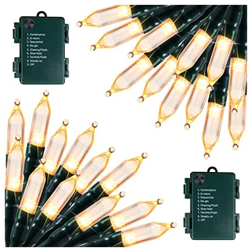 Brightown Battery Operated Christmas Lights 2 Pack 18 Feet 50 LED Clear Mini String Lights with 8 Modes Waterproof Tree Lights for Xmas Outdoor Indoor Holiday Party Garden Decor, Warm White