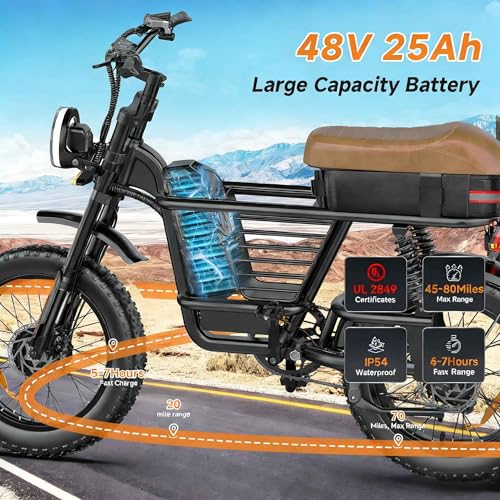 Image of Electric Bike for Adults, 1500W-3000W Peak Fat Tire Ebike, Class 2 Moped Style All-Terrain Electric Bicycle with Advanced Suspension, UL 2849 Certified Removable Battery