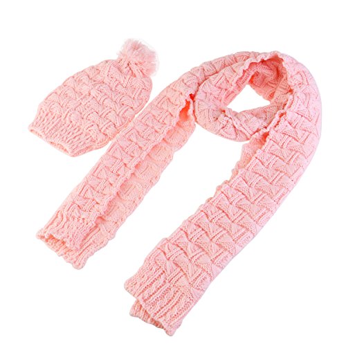 Pixnor Womens Winter Knitted Scarf and Hat Set Thicken Skullcaps