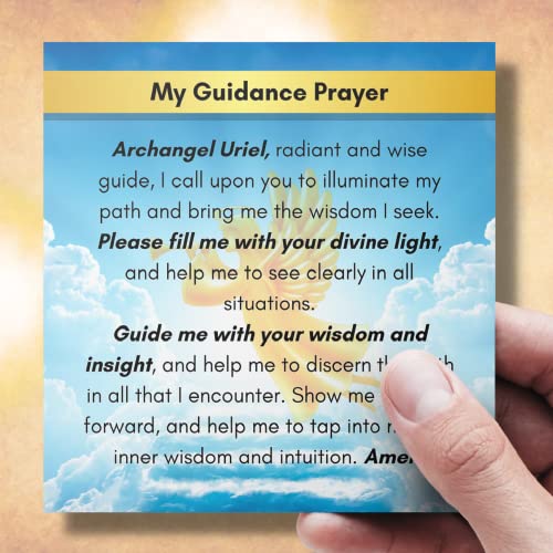 Archangel Uriel Sigil from The Ancient Book of King Solomon - St Uriel Necklace for Men and Women - Protection Prayer Included - Angel Wing Pendant - Miraculous Medal - Guardian Crystal Amulet3