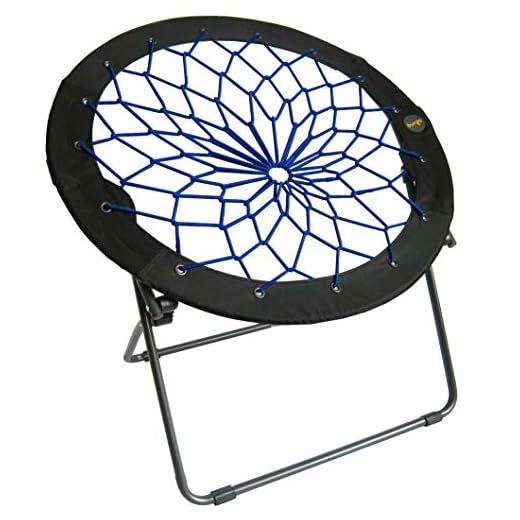 Zenithen Limited Portable Folding Bunjo Bungee Dish Chair, Perfect for Dorm Rooms, Reading, Studing, Movie Nights, Living Rooms, and Bedrooms, Indigo (Pack of 1)