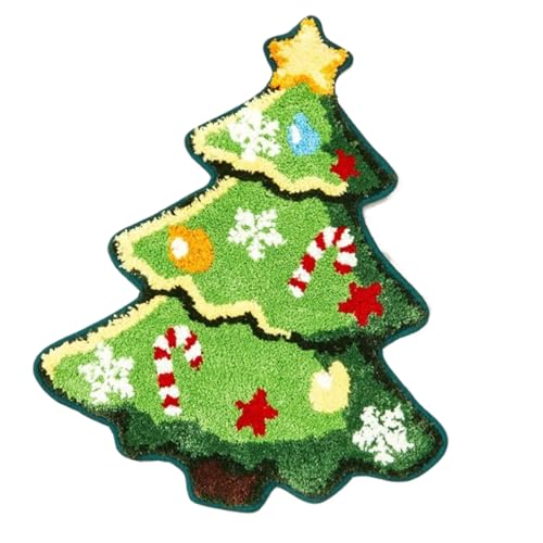 クリスマスマット | クリスマスツリー バスルームマット | 可愛い雪だるまデザイン 洗える 滑り止め フロアマット 玄関 バスタブ リビング シャワー トイレ キッチン用 | ホリデーデコレーション