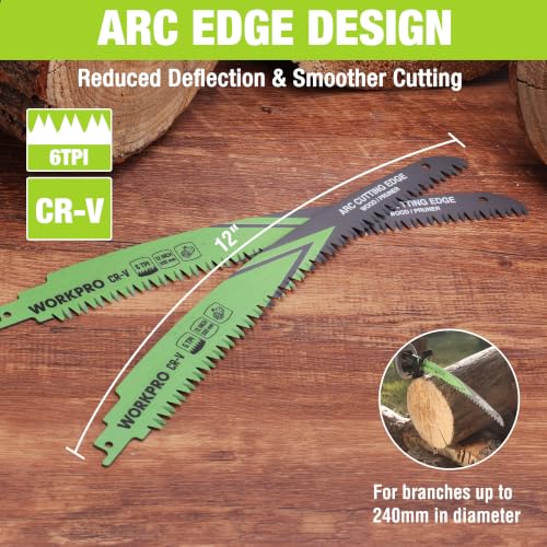 WORKPRO 12-Inch Arc Edge Reciprocating Saw Blades, 6TPI for Pruning, 3 Pack by WORKPRO - Used condition - Image 2