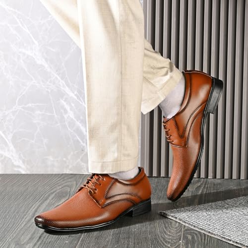 Image of Centrino Formal Shoes for Men | Lightweight Comfortable Office Shoes for Man Stylish | Cushioned Insole Lace-Up Shoes for Men | Durable TPR Sole | Trendy Classic Design Footwear for Men (8119)