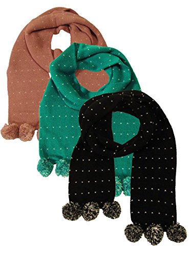 COUVER Girls Winter Pom-Pom Soft Acrylic Scarf with Heart[1 piece]2