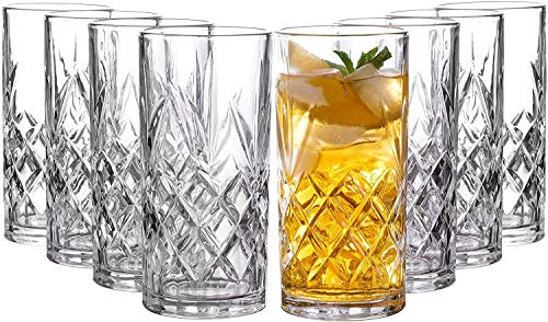 Image of bellemax 320 ML Crystal Cut Glass Tumbler | Premium Drinking Water Glasses | Juice, Soft Drink, Cocktail, Mocktail & Beverage Glasses | Heavy Base Transparent Glassware for Home (Set of 6)