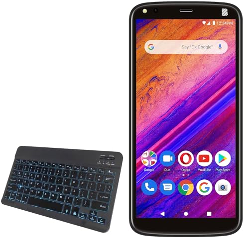 BoxWave Keyboard Compatible with BLU G5 - SlimKeys Bluetooth Keyboard - with Backlight, Portable Slim LED 7 Colors - Jet Black