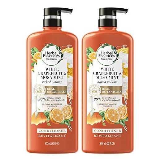 Herbal Essences, Volumizing Conditioner With Natural Source Ingredients, For Fine Hair, Color Safe, BioRenew White Grapefruit & Mosa Mint, 20 fl oz, Twin Pack