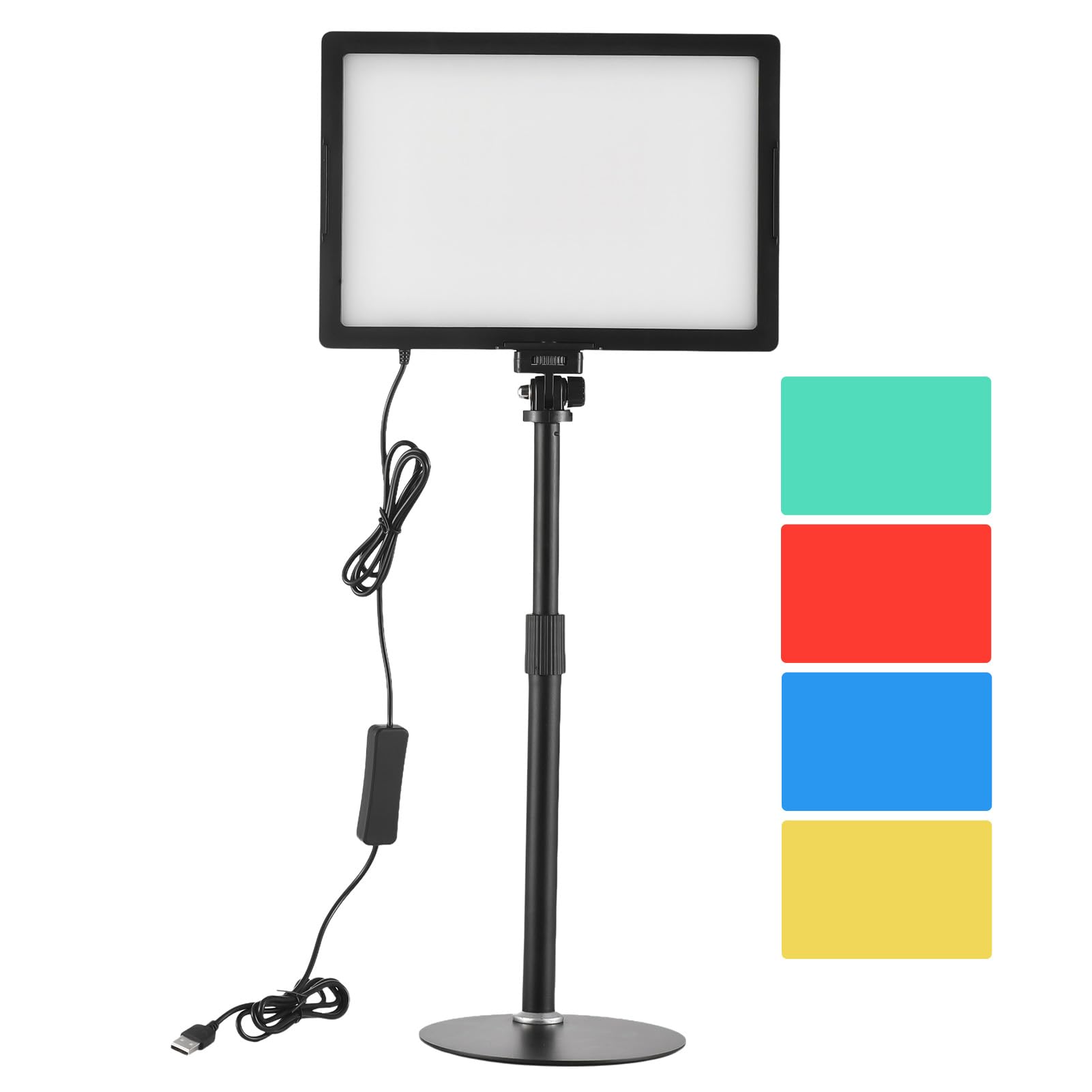 Andoer Lampada LED per video da 15 W, 3000 K - 6500 K, intensità dimmerabile con supporto luminoso, alimentazione USB per trasmissioni in diretta, registrazione video, riunioni online, istruzione