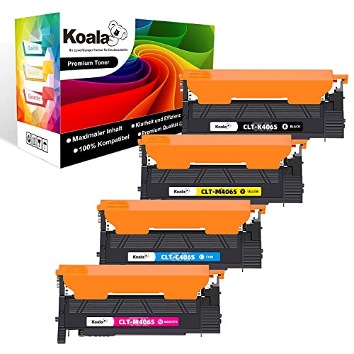 Koala Compatible Cartucho de Tóner Reemplazo para Samsung CLT K406S CLT P406C para Xpress C460W C460FW C410W CLP 360 CLP 360N CLP 365 CLP 365W CLX 3300 CLX 3305 CLX 3305FN CLX 3305FW CLX 3305W, KCMY