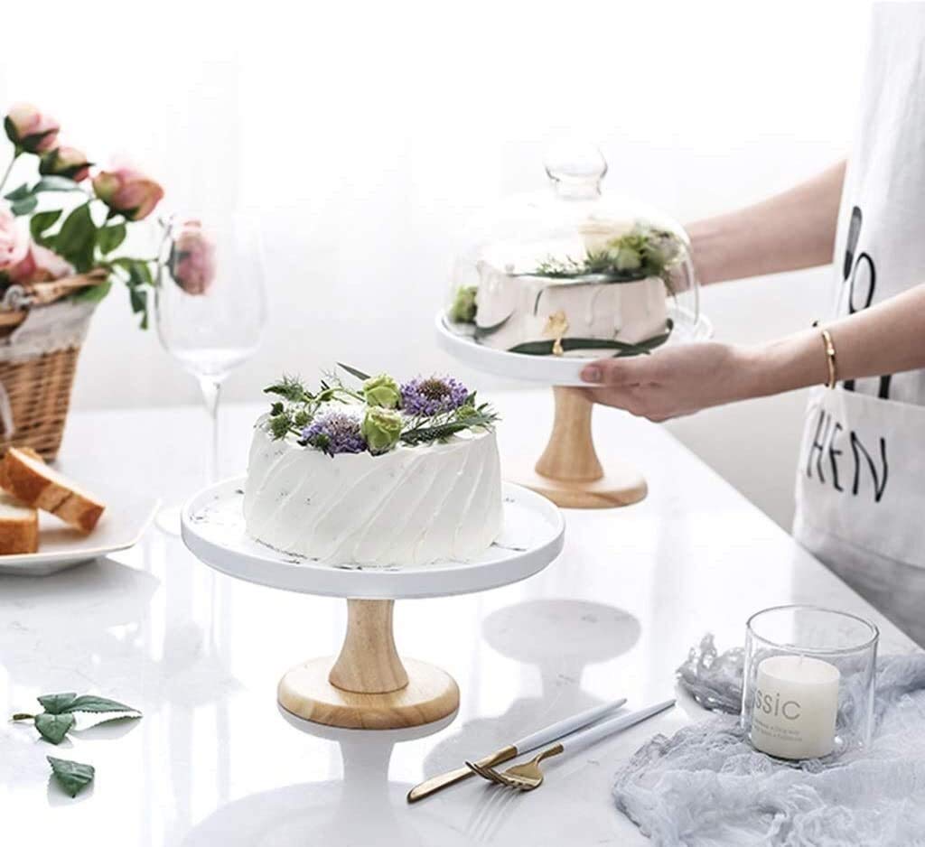 Soporte para tartas con tapa de cúpula de 24 cm, elegante soporte de exhibición de repostería para cocina y fiestas de cumpleaños, perfecto para pasteles y postres