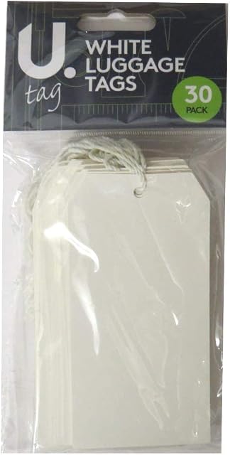 U Label White Luggage, Storage Tags - Pack of 30, 120mm x 60mm