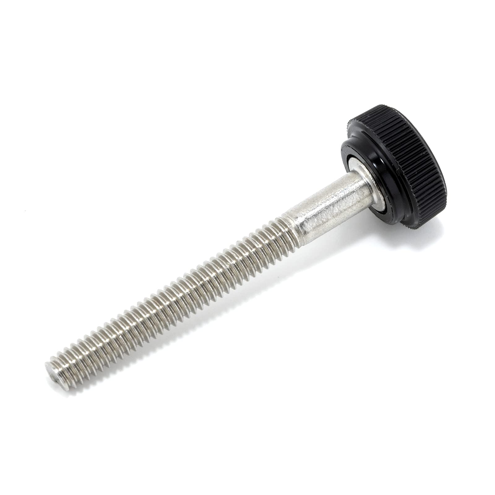 #8-32 x 1-1/2" Thumb Screw Stainless Steel - Black Knurled Round Plastic Knob - Standard/Coarse Thread Thumbscrew - Length: 1.500" - Proudly Built in USA - Package of (10)