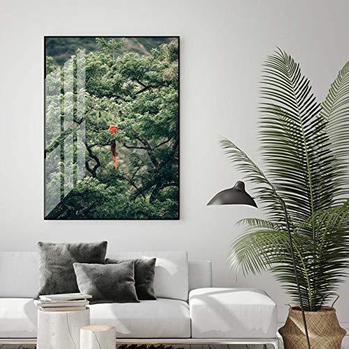 Impression sur toile forêt et perroquet HD 70x90cm grand format - 4