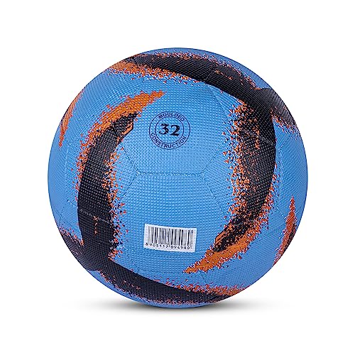 Vector X Neo 2.0 Rubber Moulded Football + Pump|Suitable for Hard Ground|Sports|Match|Training|Practice|Indoor & Outdoor|Professional Soccer Ball for Youth, Men, Adult (Sky-Black) Size : 5 7 51bmLgHgb5L