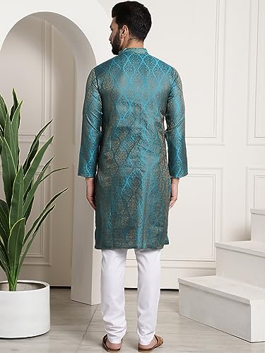 Image of SOJANYA (Since 1958 Men's Silk Blend self Design Kurta and Churidar Pyjama Set