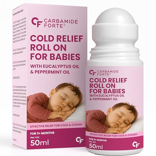 Image of Carbamide Forte Natural Cold Relief Roll On for Babies | Baby Cold Relief Roll On with Eucalyptus & Peppermint Oil | Gentle Chest & Nose Rub for Babies 3+ Months | Ayurvedic Formula | 50 ml