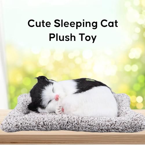 Image of FunBlast Cute Sleeping Cat Plush Toy with Meow Sound, Gift for Kids, Toy Accessories for Car Dashboard (Random Color)