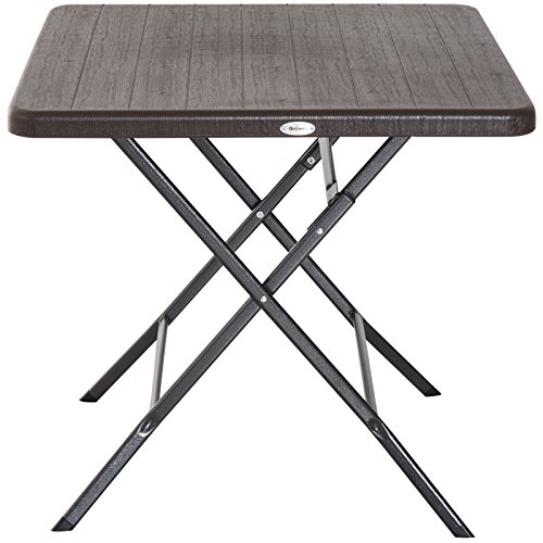 Outsunny Gartentisch Klapptisch Campingtisch Holz-Optik klappbar Kunststoff Braun 78x78x74cm – Bild 4