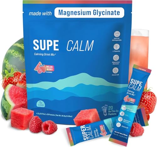 Supe - mezcla de bebida calmante en polvo, apoyo para la relajación y la concentración, baya de melón, vitamina D 3 - Sin azúcar - Sin OGM - Llévelo sobre la marcha