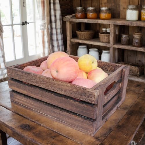 Rustic Vintage Finished 2 Packs Wooden Crate with Handles - Nesting Storage Display Organization Crate for Party Office Bedroom Kitchen and Closet - Image 6