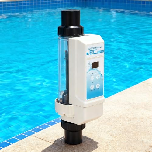 ORIDLECTAL Generador de Cloro para Piscinas, Clorador de Agua Salada con Limpieza Automática, Panel LED, Salinidad Ajustable, para Piscinas y Spas, 16g/h 8g/h