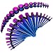 BodyJ4You 36 Pieces Gauges Kit Radiance Blue and Purple Tapers with Plugs 14G-00G Stretching Kit - 18 Pairs