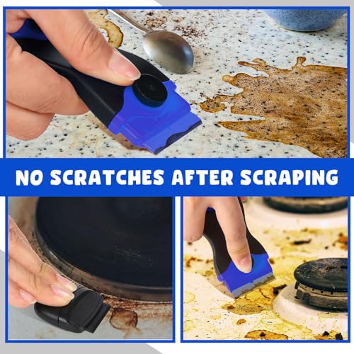 Image of Tallew 9 Pcs Plastic Scraper Set Paint Tool Non Scratch Putty, Dark Blue