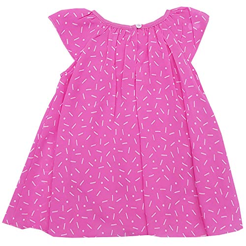 Image of CREATIVE KIDS Linen All-Over Print Baby Dress /Romper with Hair Band for Baby Girls (Pink,White; 6-9 Months)