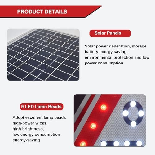 28" Solar Powered LED Flashing Yield Sign with 18.8V Solar Panel & Mounting Accessories - High Visibility Traffic Sign for Crosswalks and Safety Zones