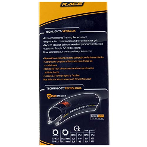 Pneu Continental Grand Sport Race 700x25c 180 TPI Nytech Pure Grip