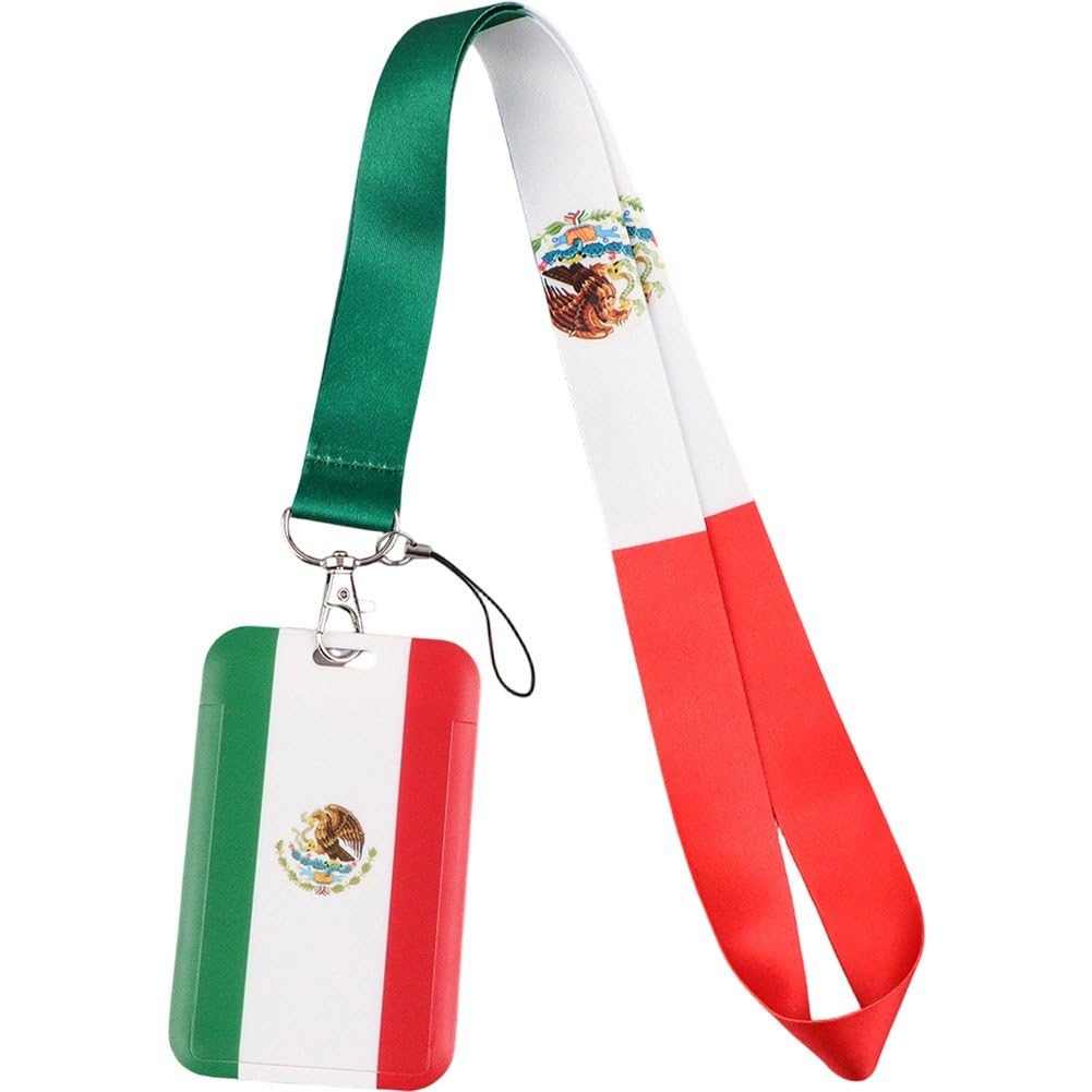 Sslvya Id Badge Holder with Lanyard, Mexico Flag Lanyards Waterproof Id Badge Holder for Nurse Teacher, Office, School, Travel