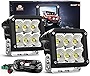 Nilight 2Pcs LED Pod Lights 120W 4 Inch Square 13500LM 120° Super Flood Light 14AWG DT Connector Wiring Harness Kit Offroad Driving Work Lights for Truck UTV ATV SUV 4x4, 5 Years Warranty