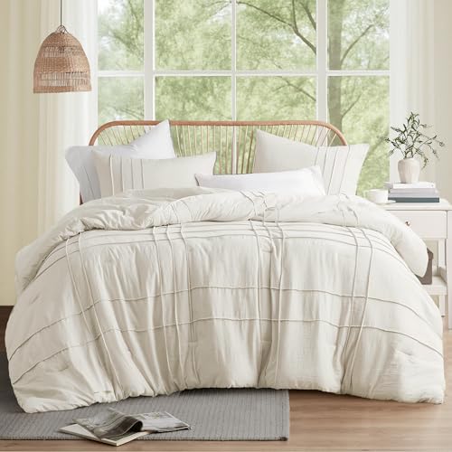 Comfort Spaces Set di biancheria da letto king size, 3 pezzi, per letto king size, con pieghe, per tutte le stagioni, leggero, extra morbido, in microfibra prelavata, per letto king size, colore: