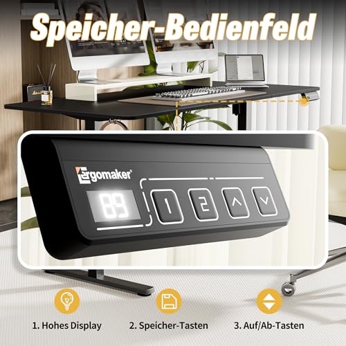 ERGOMAKER Höhenverstellbarer Schreibtisch Elektrisch für Homeoffice140x60cm – Ansicht 6