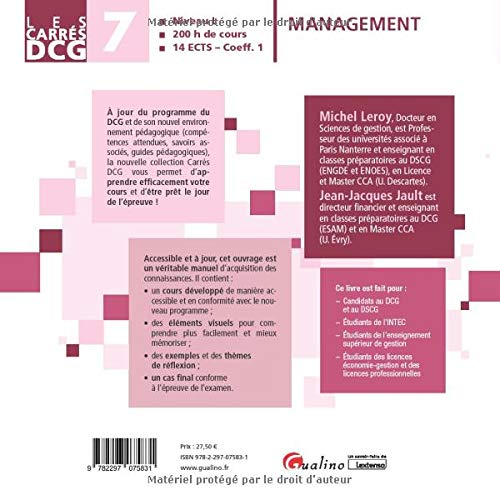 Carrés DCG 7 - Management: Cours et applications corrigées
