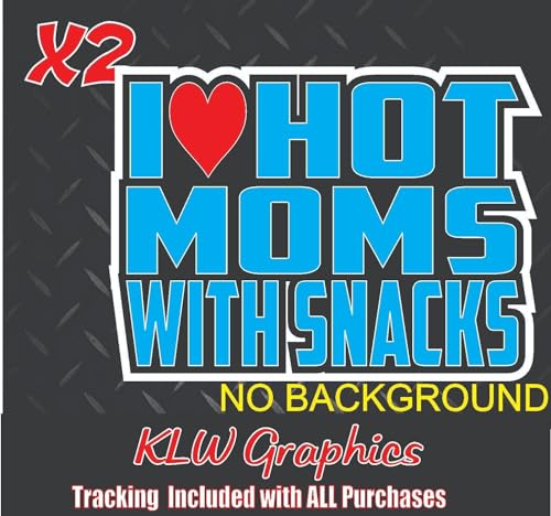 I Love Hot Moms With Snacks Light Blue Red Black White Full Color Vinyl Decal Sticker Turbo Diesel Truck Crew Cab Funny JDM Dads