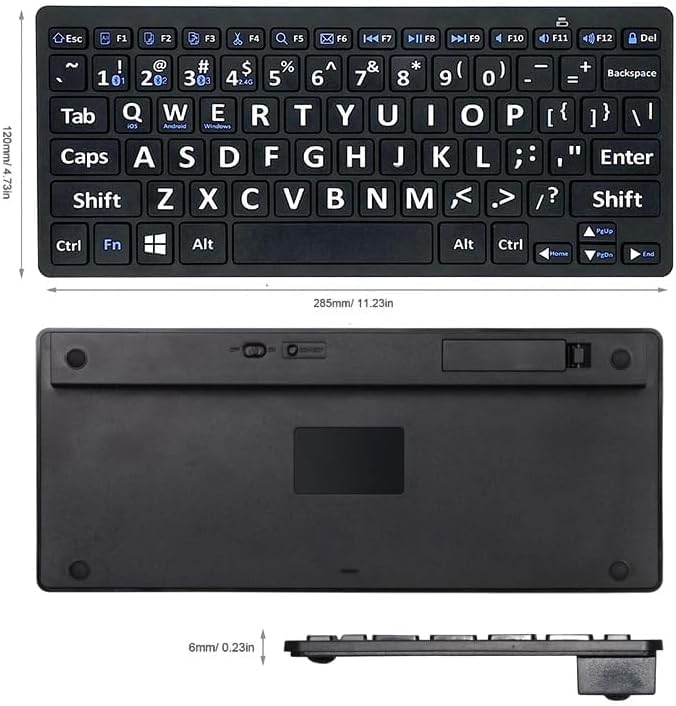Clavier USB Pour Personnes Âgées - Grandes Lettres Blanches Sur Fond Noir - 104 Touches AZERTY - 11