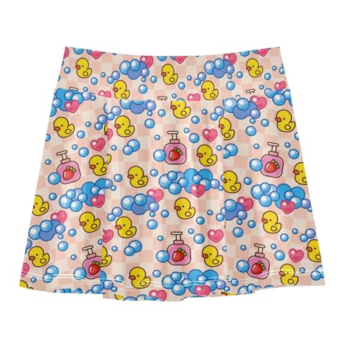 Girls Skorts High Waist Athletic Skirts with Shorts Yellow Rubber Duck Stretchy Teens Performance Tennis